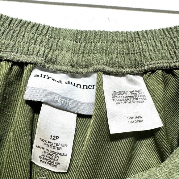 Alfred Dunner Pants 90s Academia Green Office Trousers Slacks Pull On Womens 12P - Picture 6 of 7